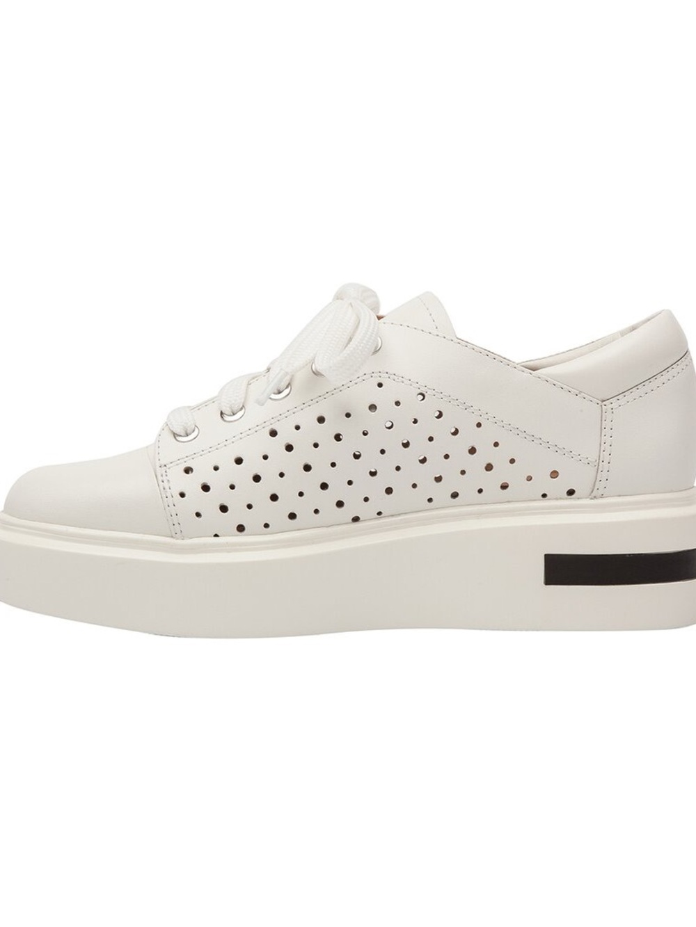 Linea Paolo Women’s White Platform Perforated Leather Sneaker - Picture 3 of 12